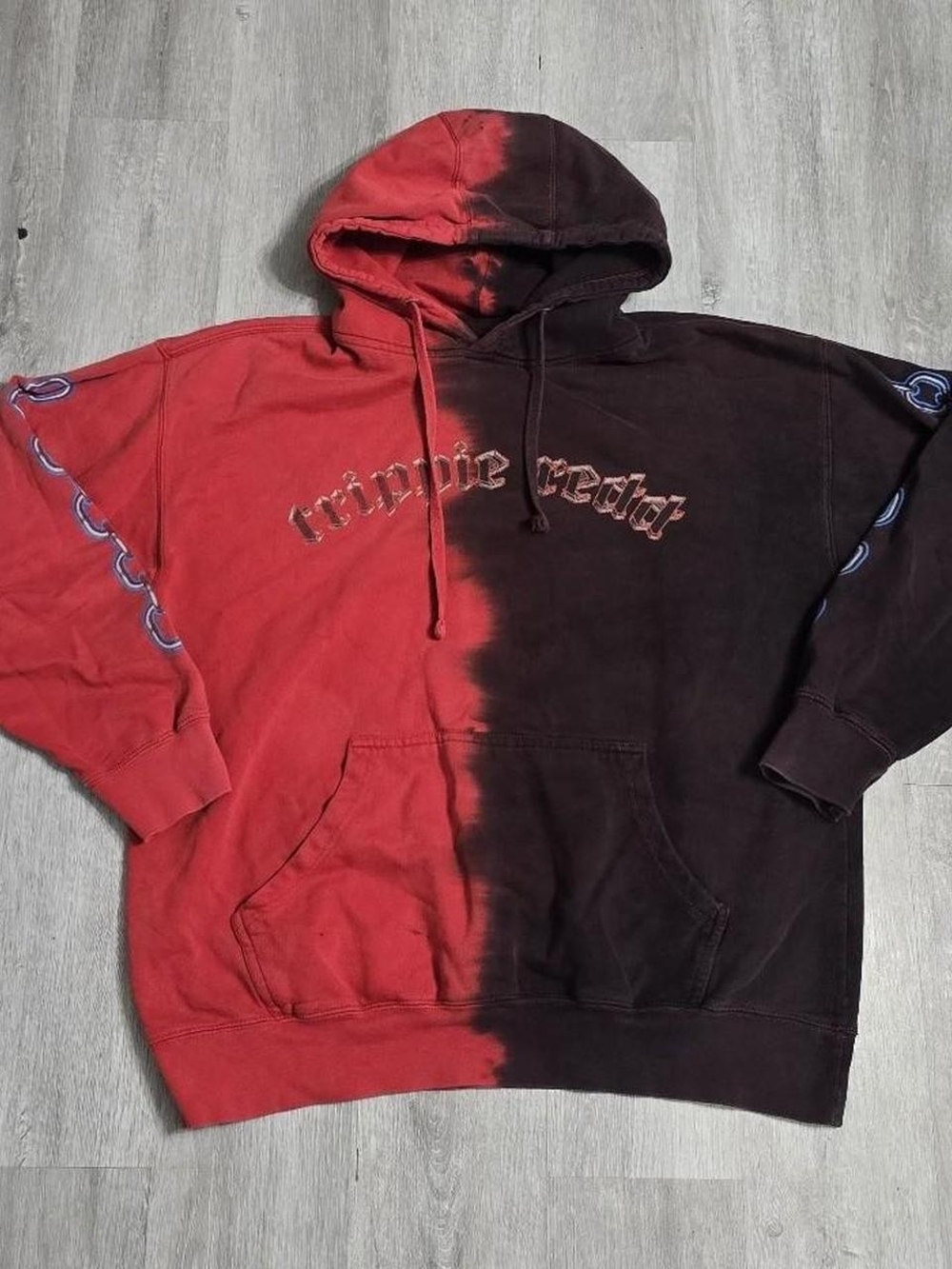 Trippie Redd "Thank You Friends" Split Dye Hoodie Streetwear Size XL
